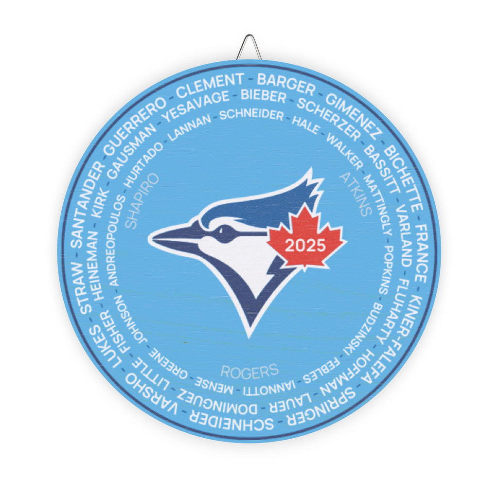 2025 Blue Jays Post-Season Roster Wood Sign — Round Team Logo Wall Plaque with Names