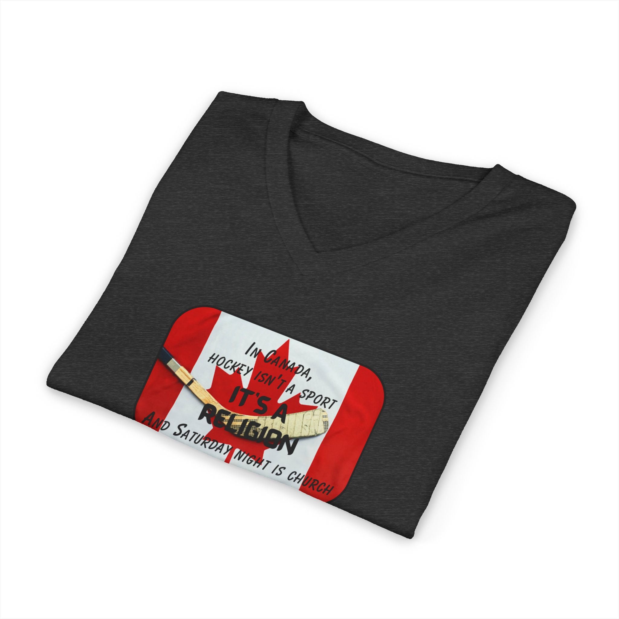 Canada Hockey Religion V-Neck T-Shirt