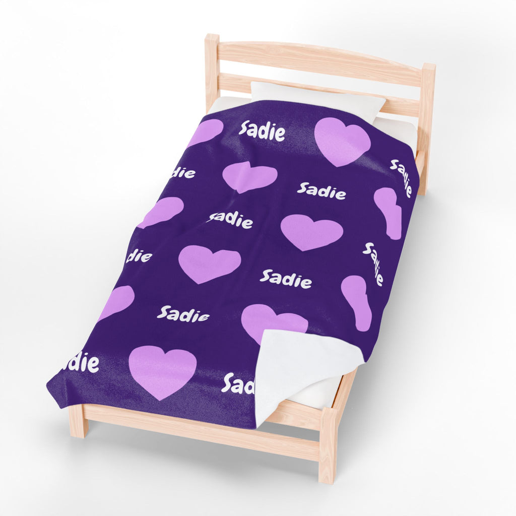 Personalized Heart Velveteen Plush Blanket