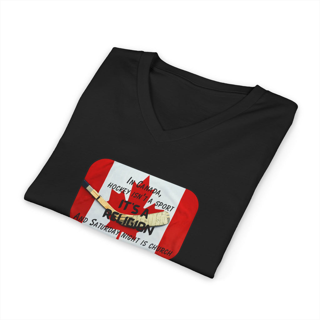 Canada Hockey Religion V-Neck T-Shirt