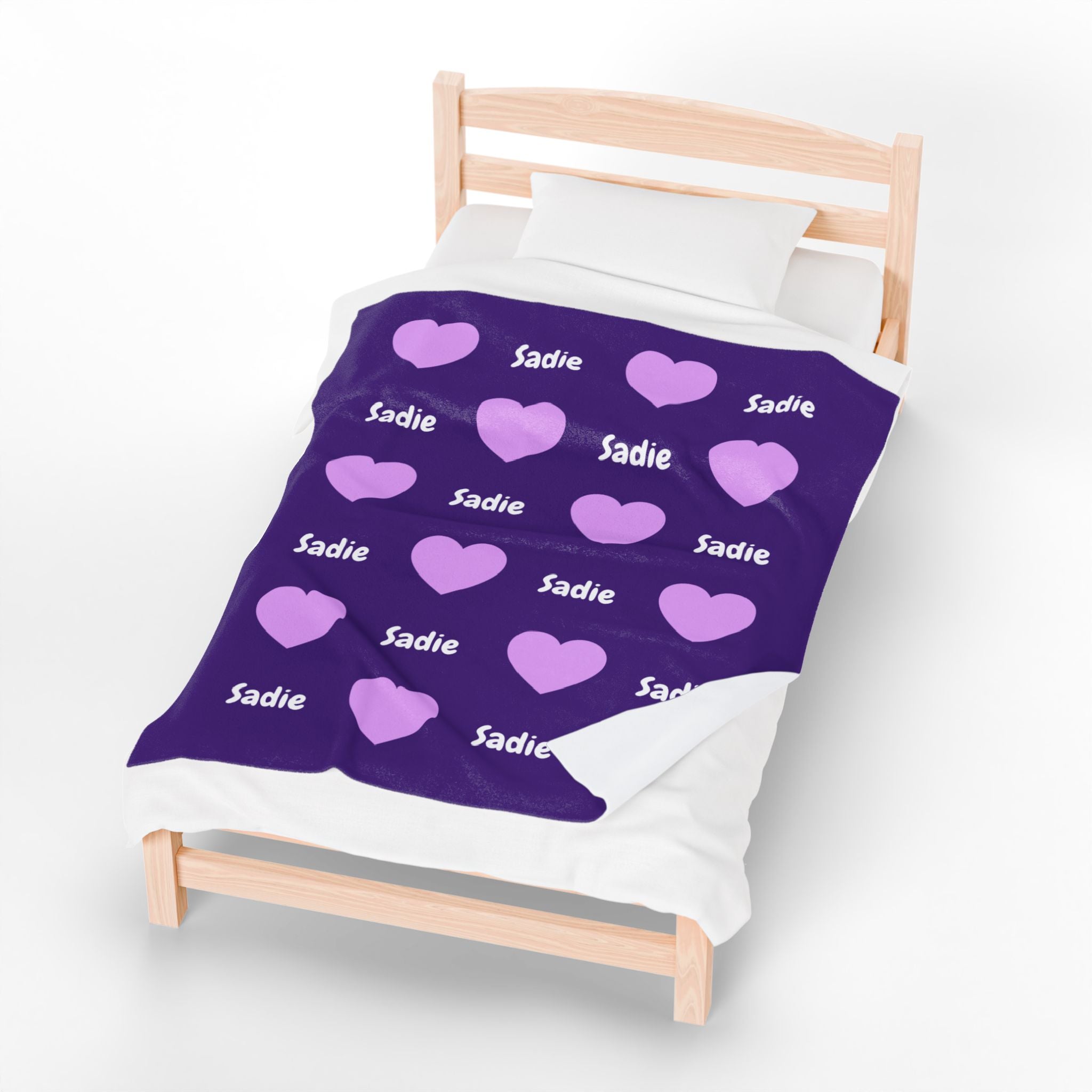 Personalized Heart Velveteen Plush Blanket