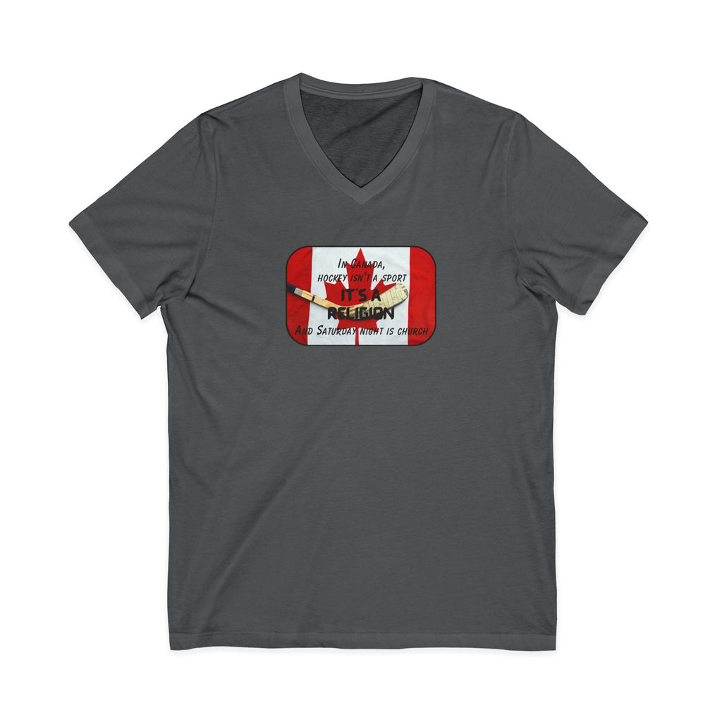 Canada Hockey Religion V-Neck T-Shirt