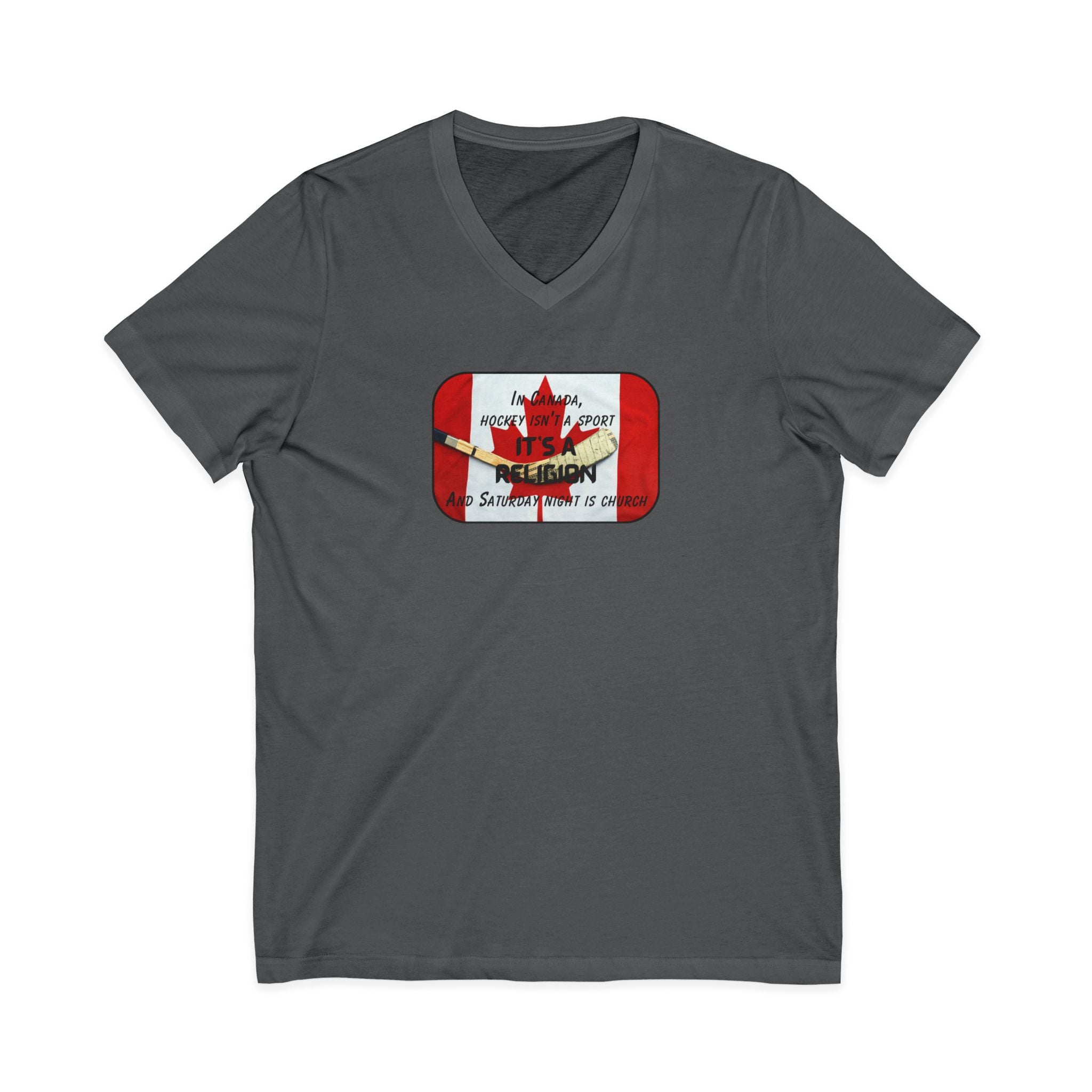 Canada Hockey Religion V-Neck T-Shirt