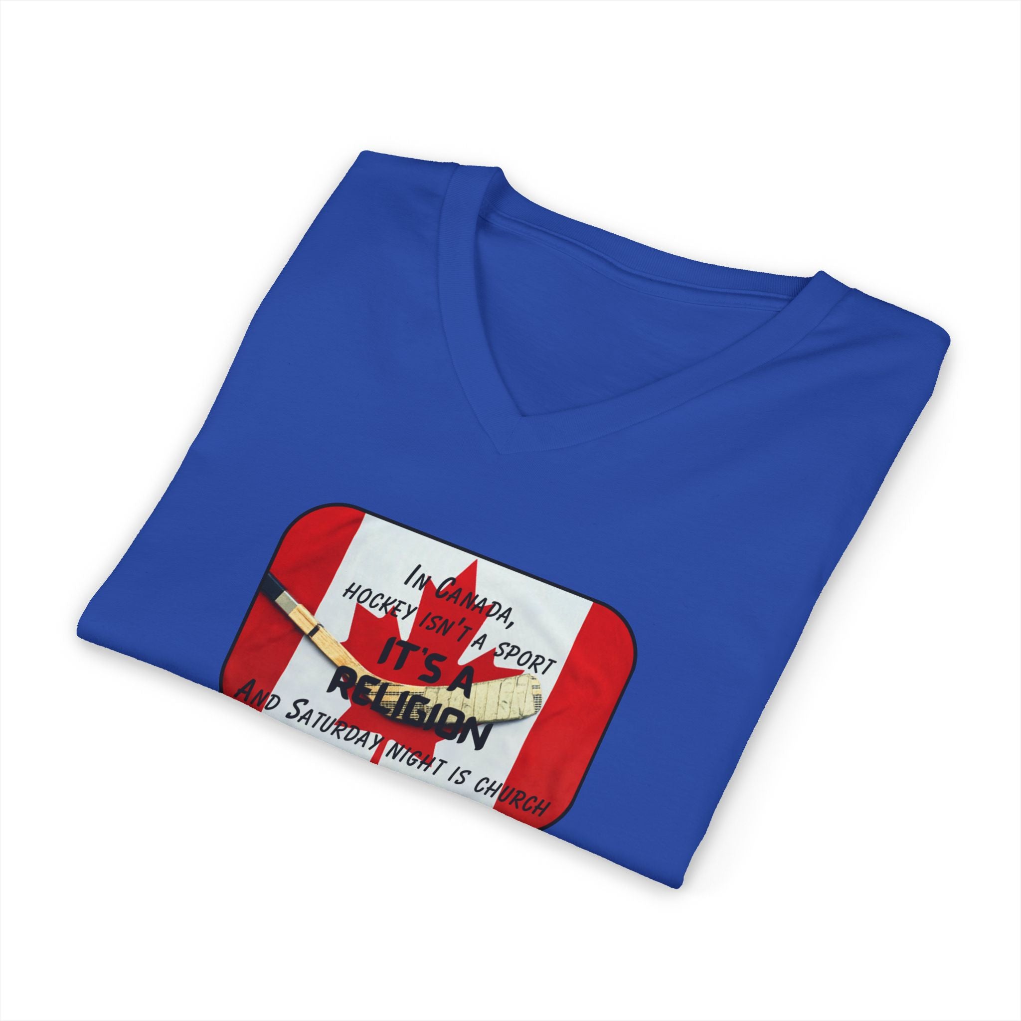 Canada Hockey Religion V-Neck T-Shirt