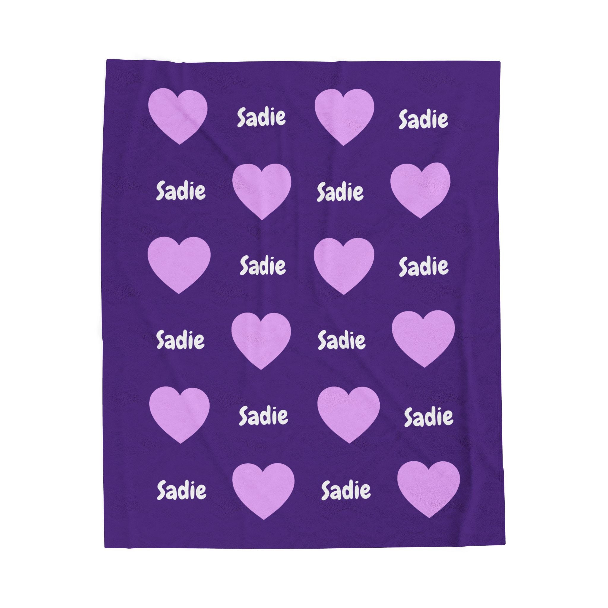 Personalized Heart Velveteen Plush Blanket