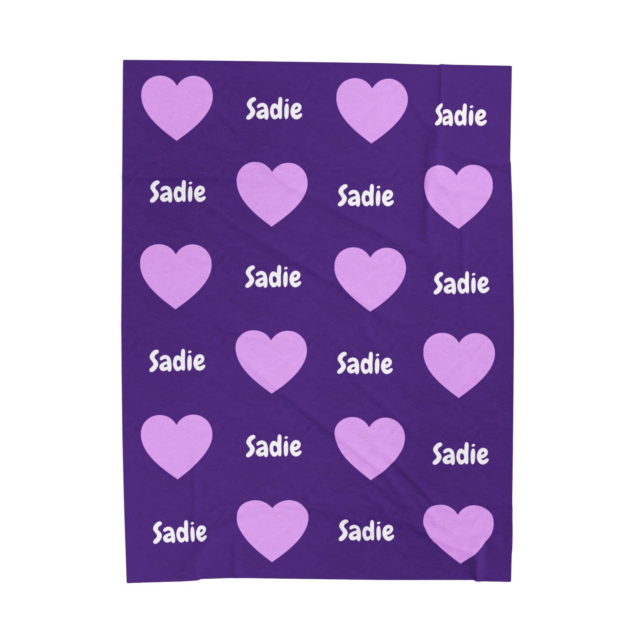 Personalized Heart Velveteen Plush Blanket