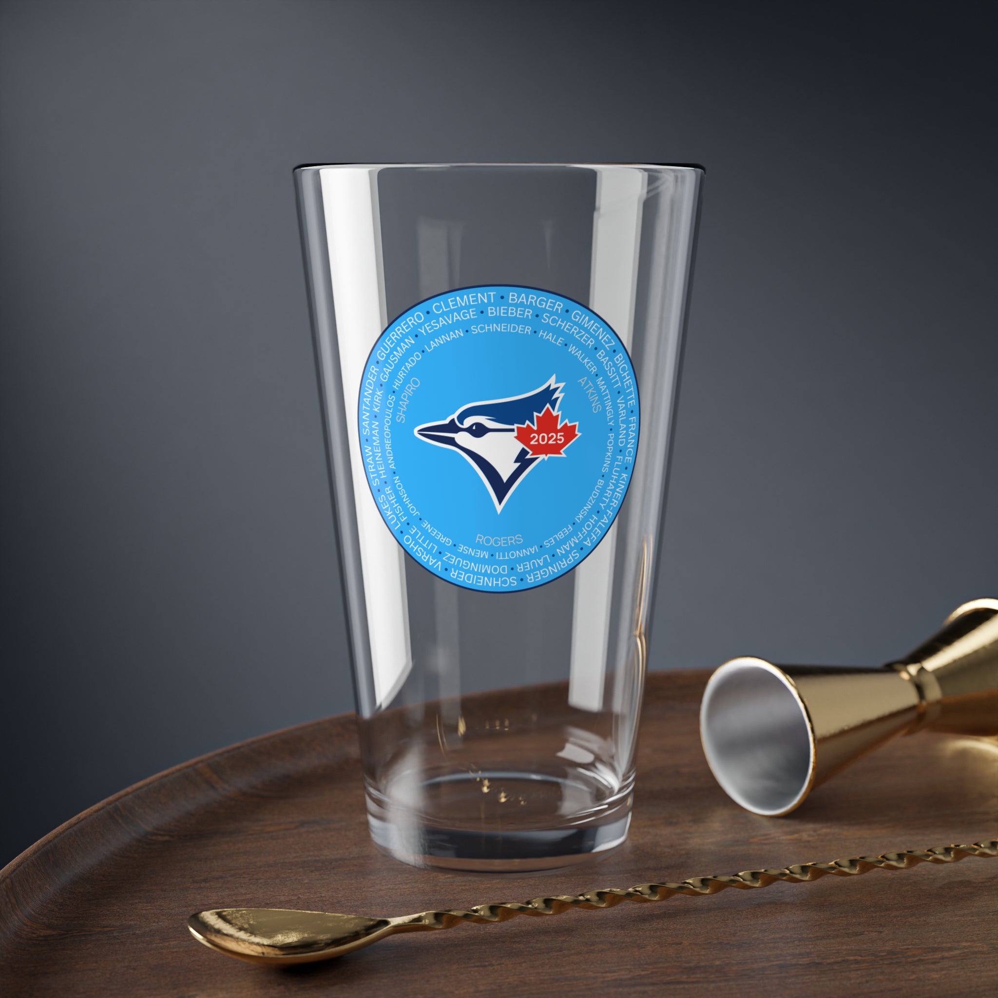 2025 Toronto Blue Jays Post Season Roster Beer Pint glass world series mlb baseball alcs alds american league champions