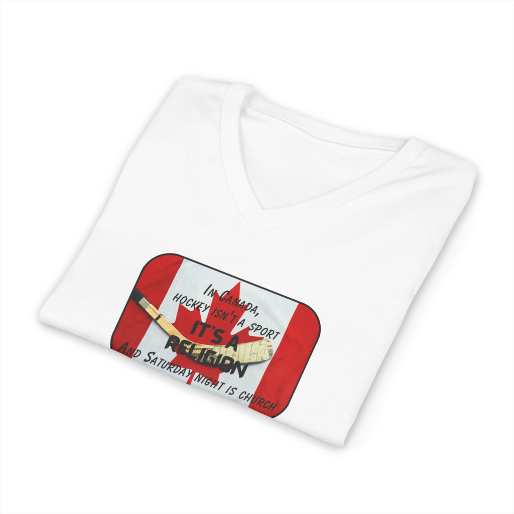 Canada Hockey Religion V-Neck T-Shirt