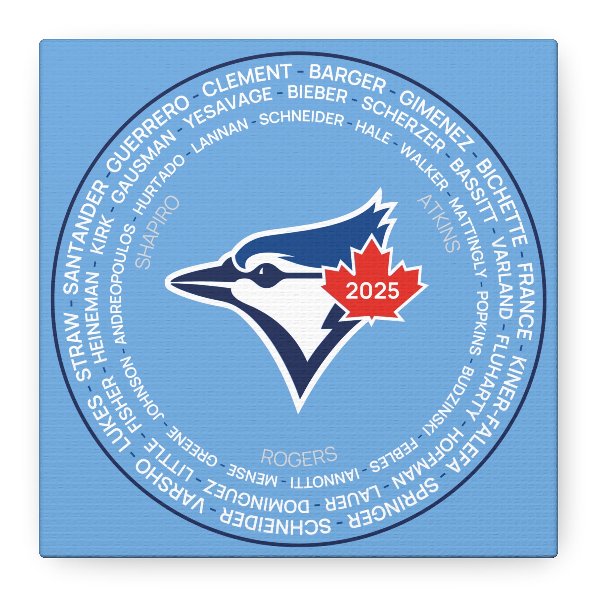2025 Toronto Blue Jays Post Season Roster Canvas Print
