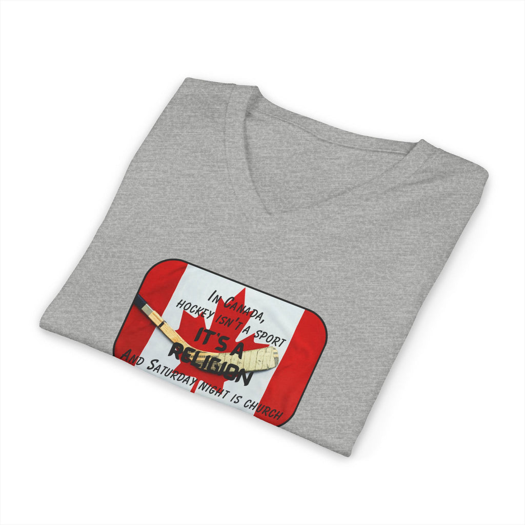 Canada Hockey Religion V-Neck T-Shirt