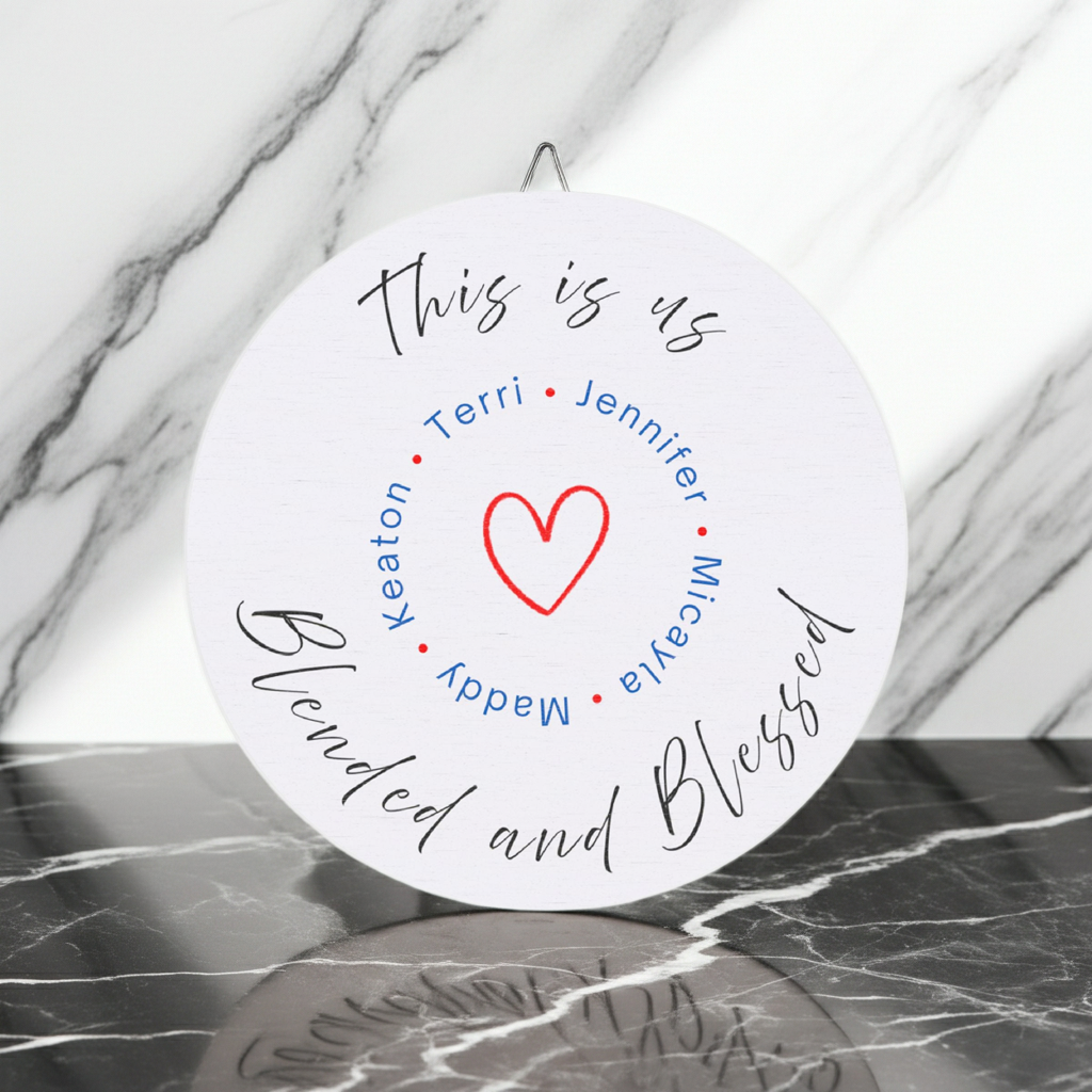 Blended family personalized wood wall sign