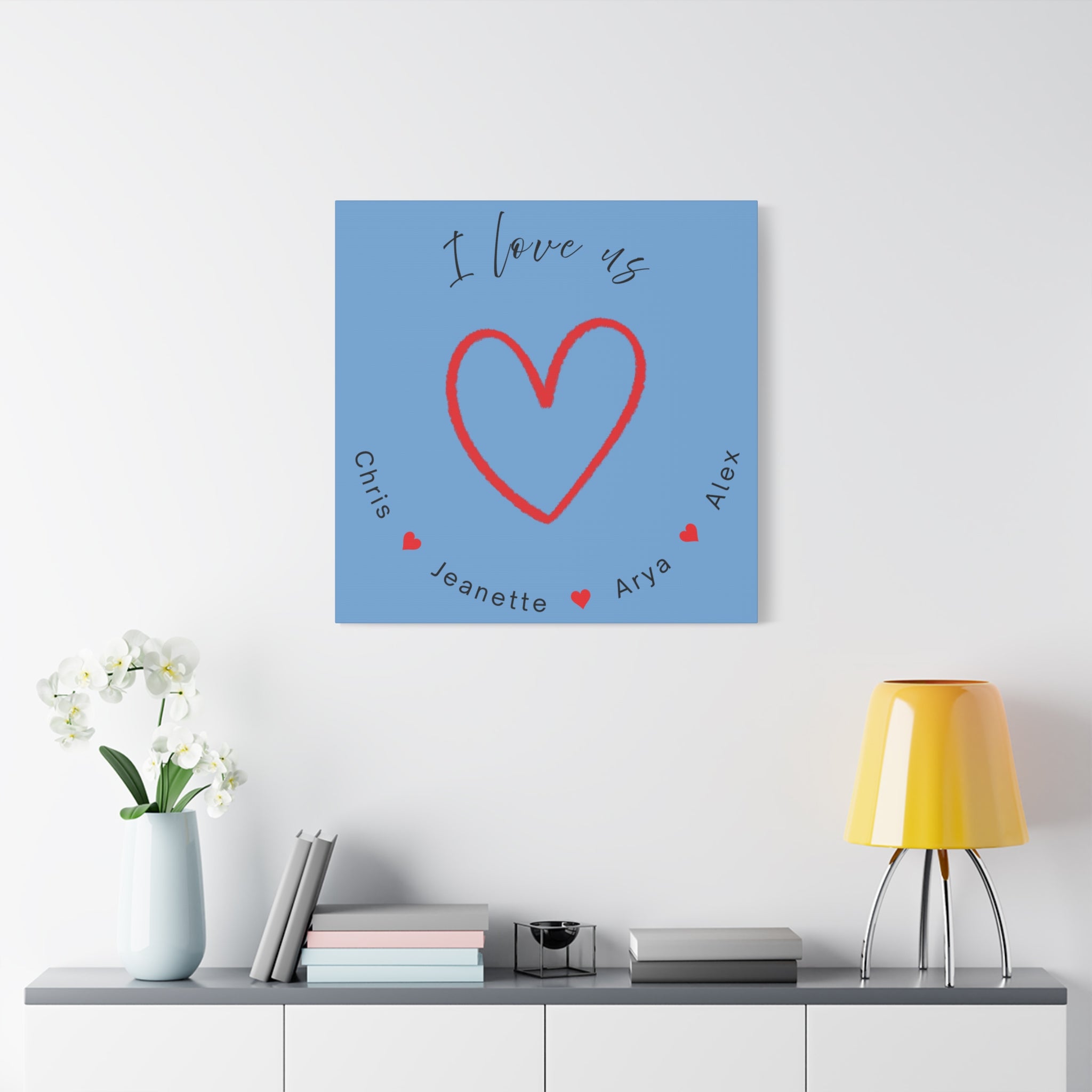 I love us personalized family wall art on canvas