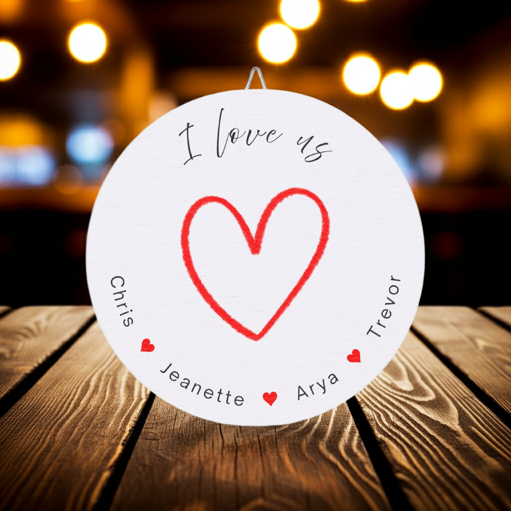I love us personalized family names wood sign valentine's day