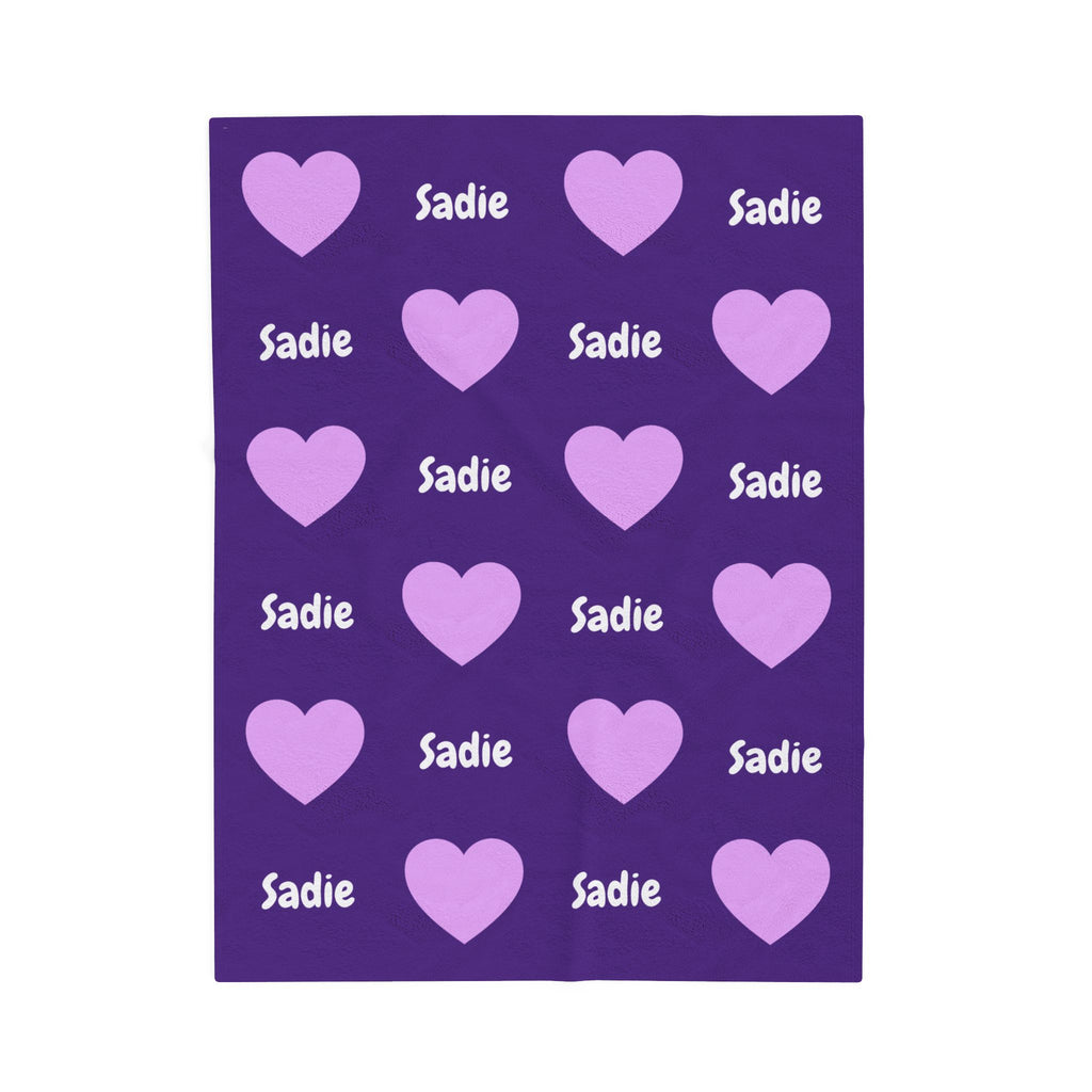Personalized Heart Velveteen Plush Blanket
