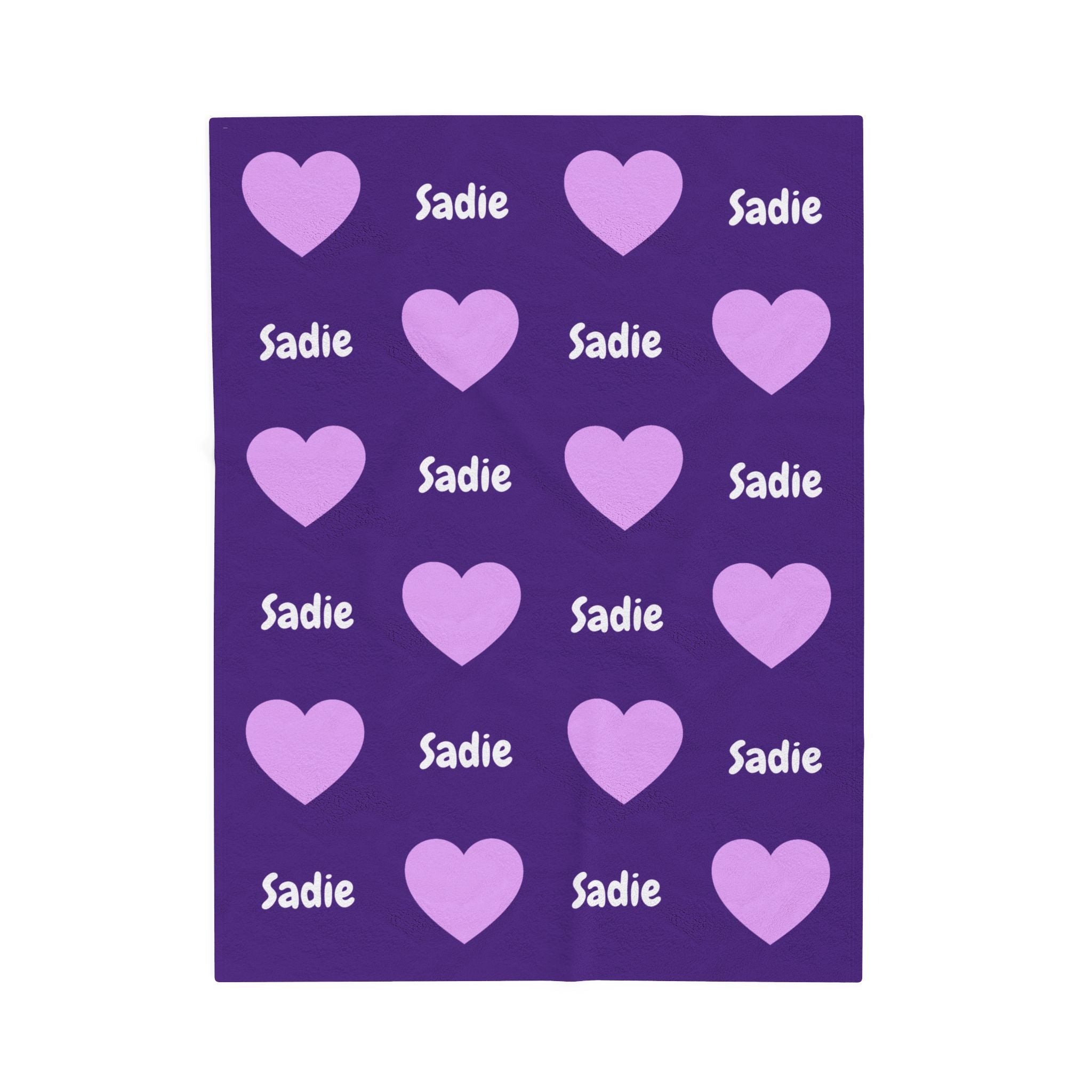 Personalized Heart Velveteen Plush Blanket